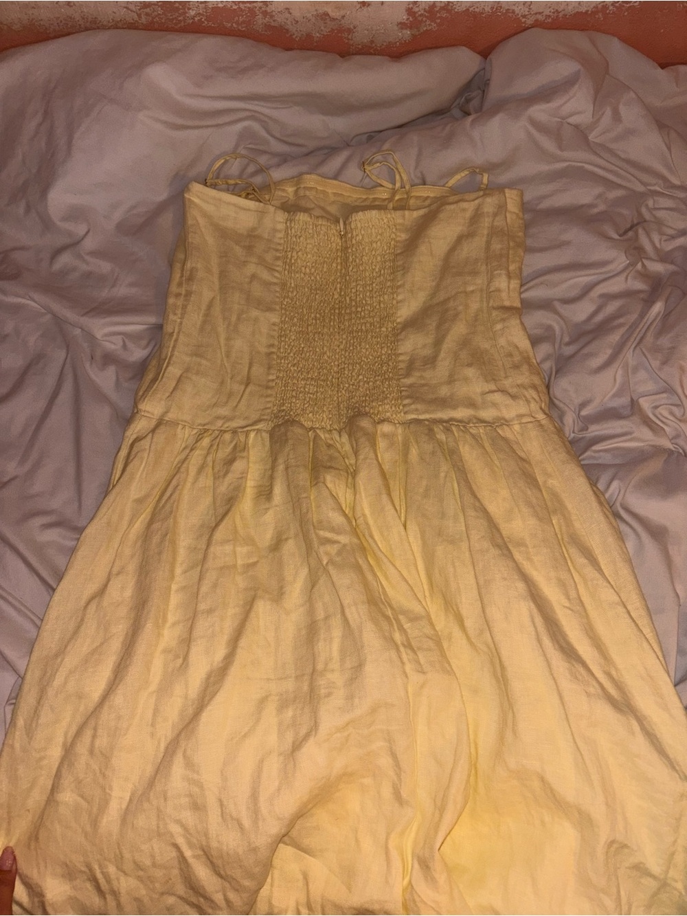 Abercrombie & Fitch Pale Yellow Smocked Maxi Dress